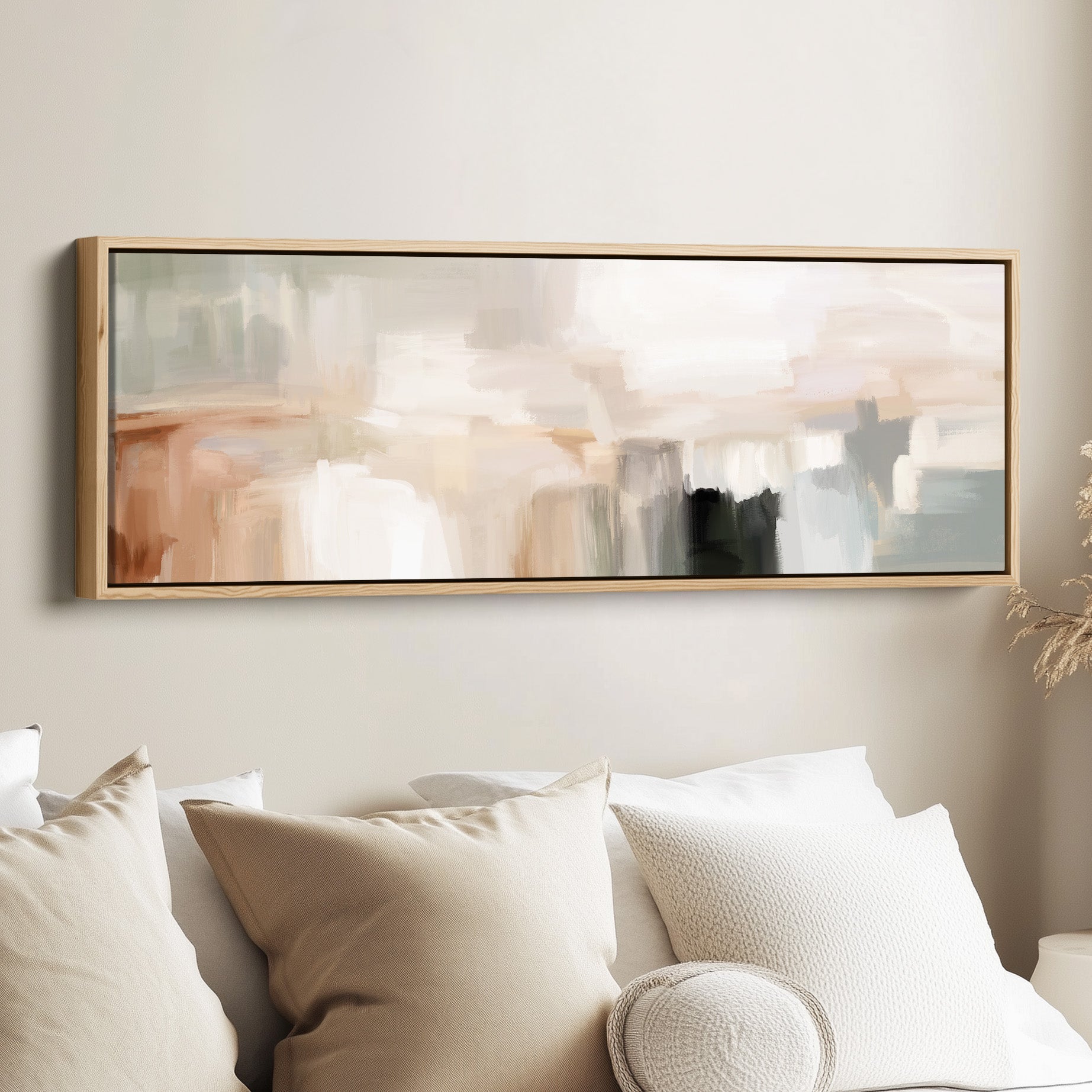 Minimalist Beige Abstract Horizontal Wide Wall Art