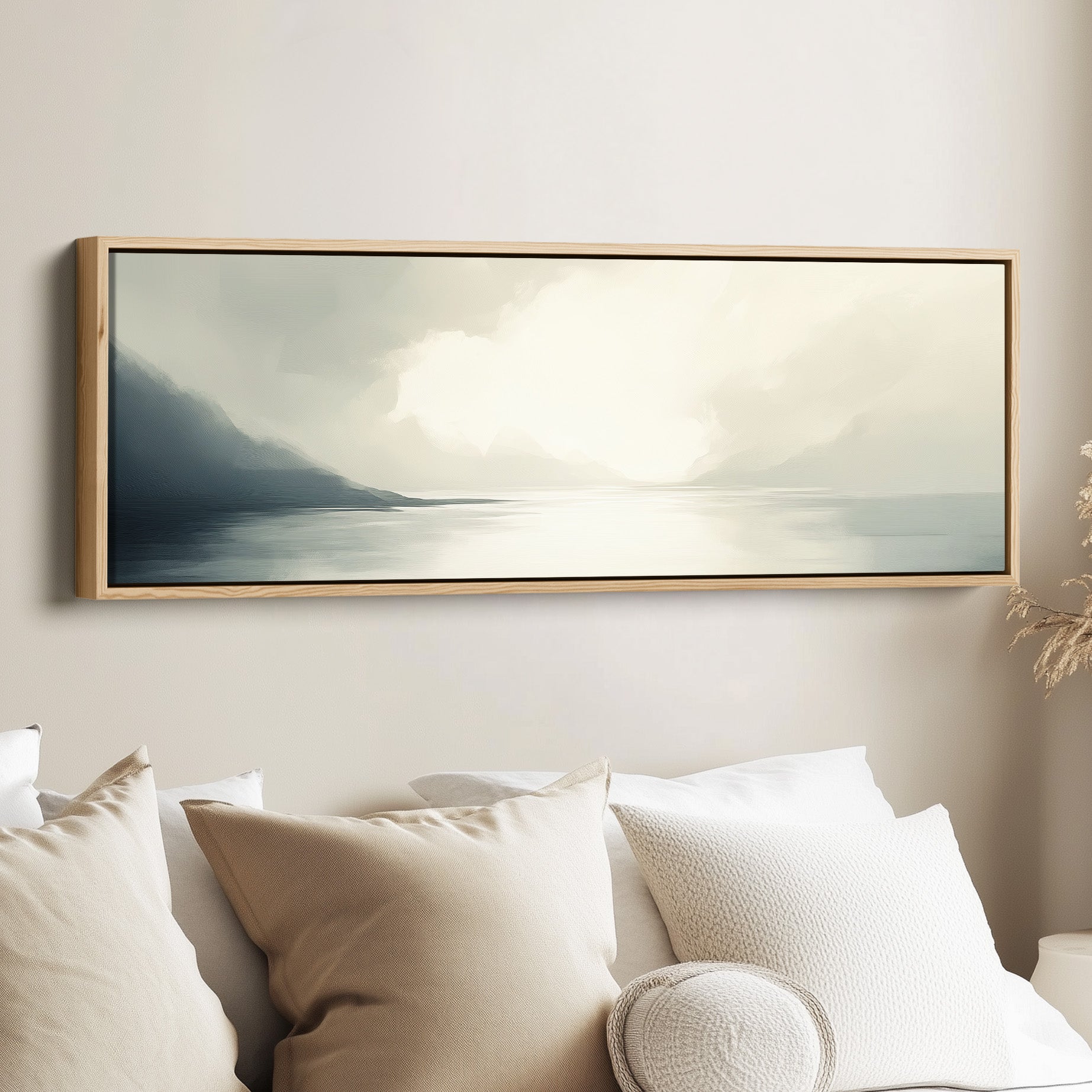 Misty Lake Long Narrow Abstract Horizontal Wall Art