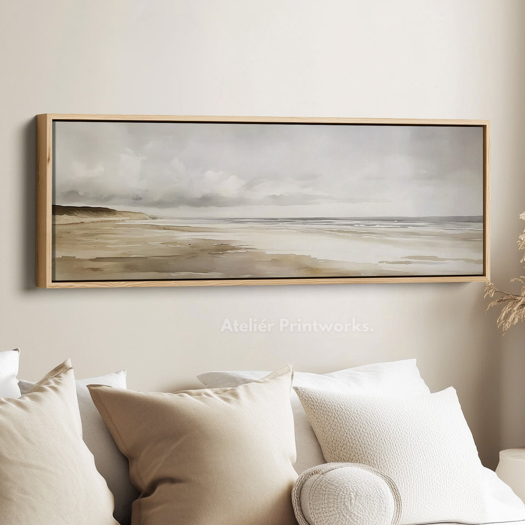 Watercolour Beach Long Narrow Large Canvas Wall Art