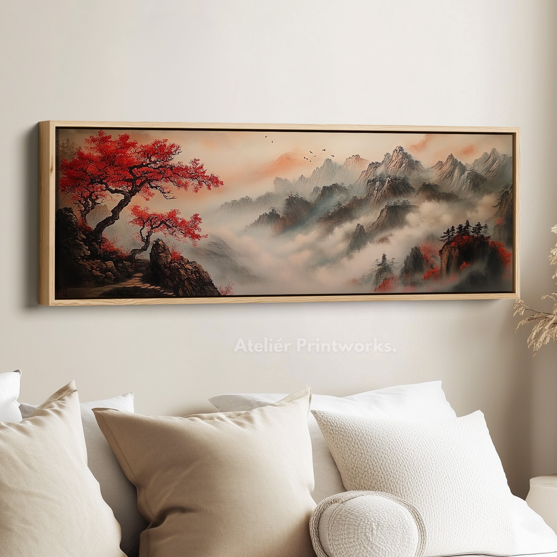 Chinese Landscape Panoramic Wall Art Large Framed Canvas