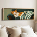Cozy Cat Panoramic Long Narrow Wall Art Large Canvas Decor
