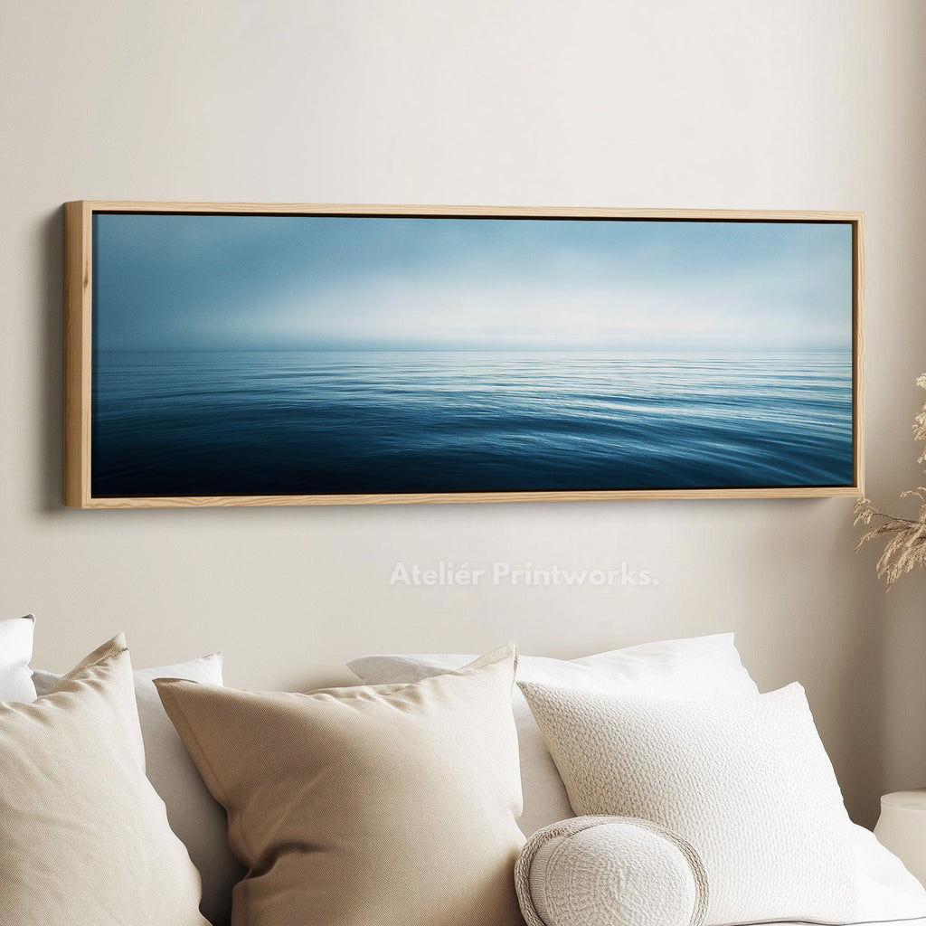 Long Horizontal Wall Art Above Bed Decor Tranquil Ocean