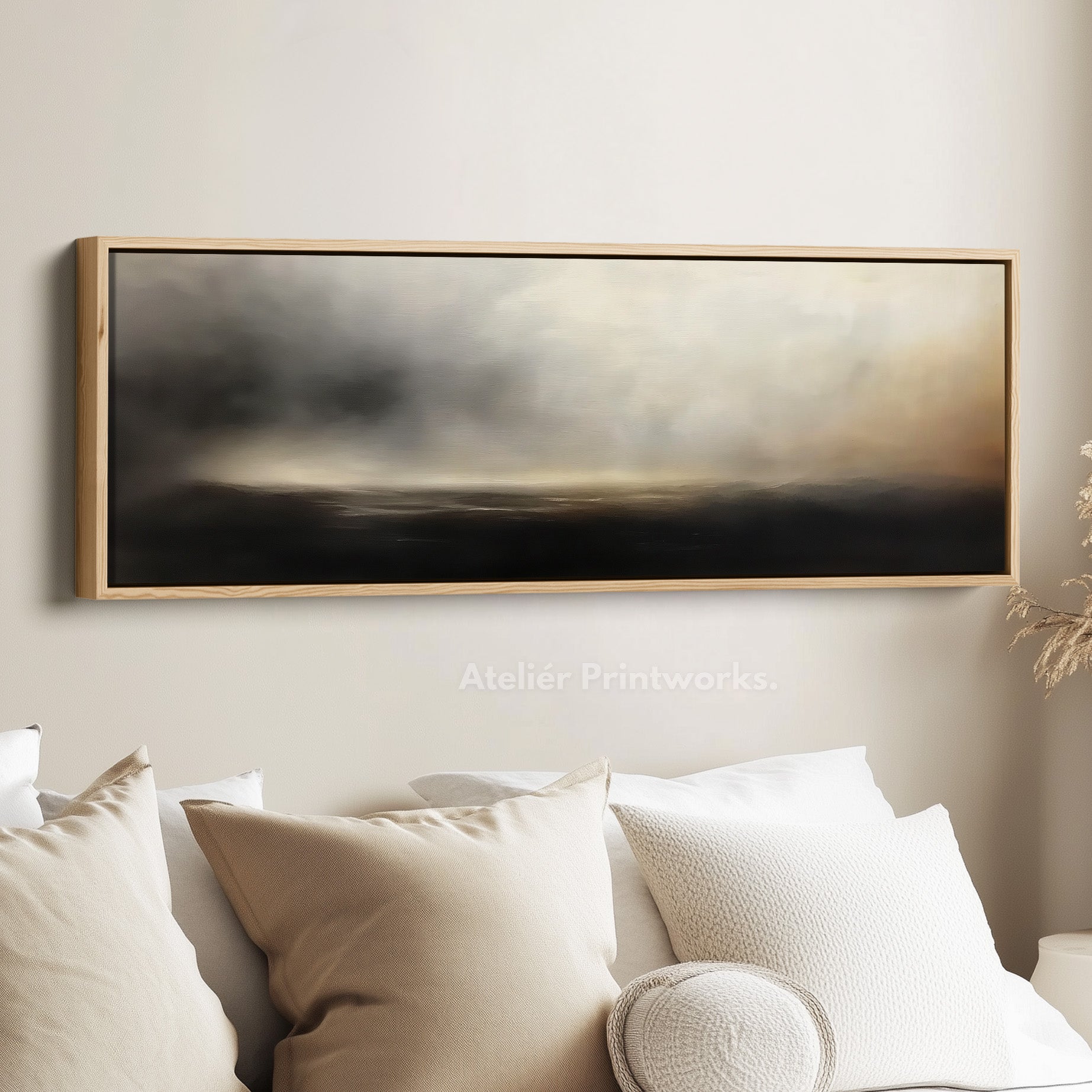 Large Horizontal Framed Canvas Wall Art Abstract Cloud