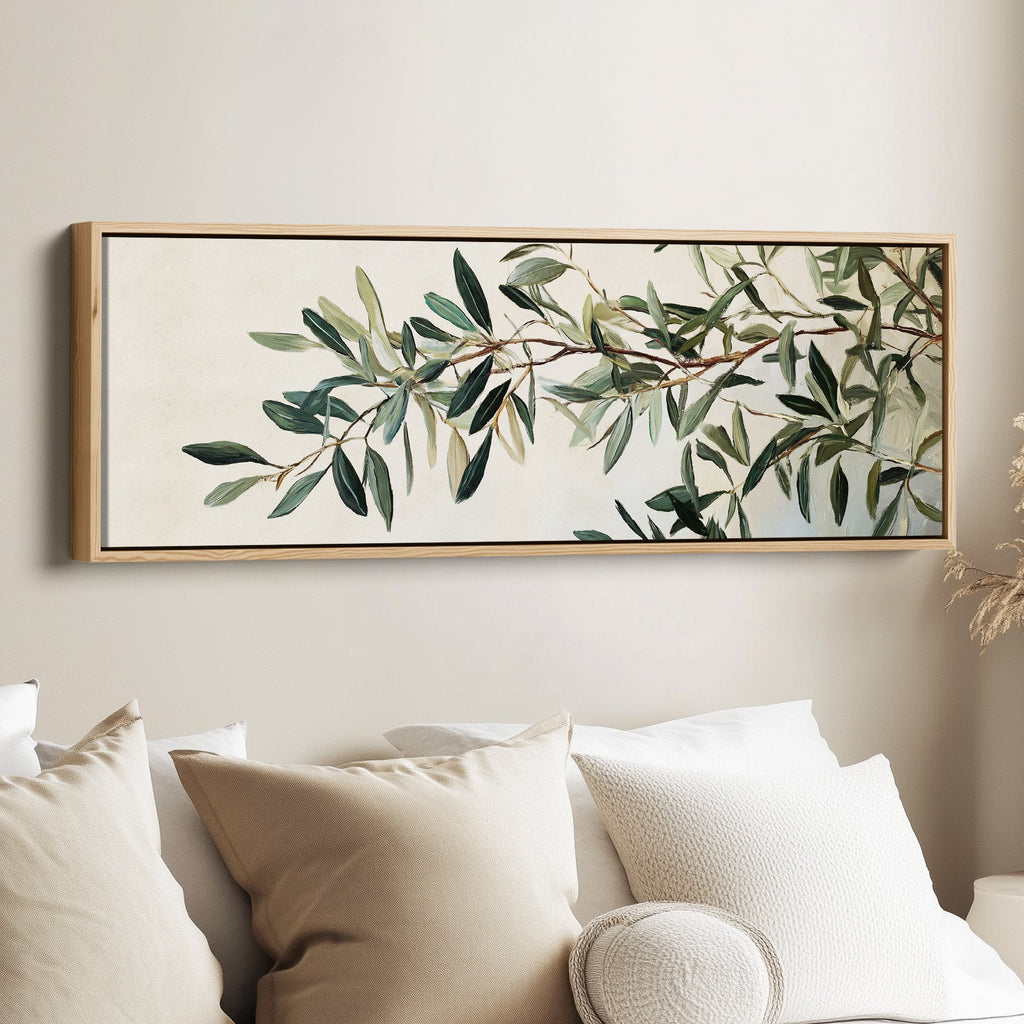 Narrow Wall Decor Olive Branch Long Canvas For Kitchen