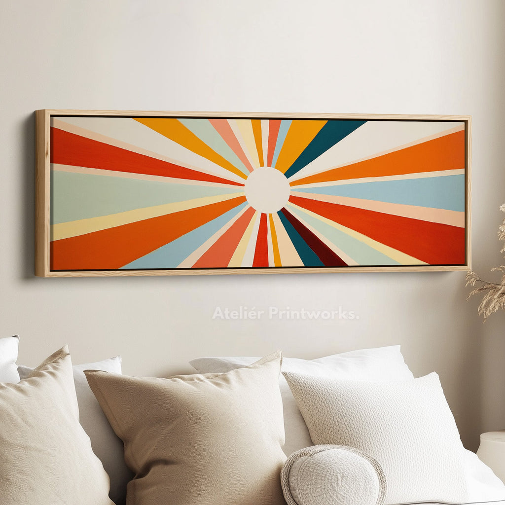 Sunburst Panoramic Framed Canvas Long Wall Art Print