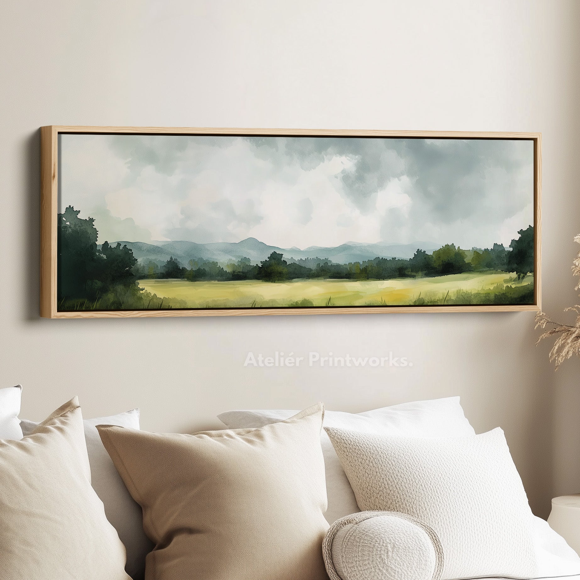 Long Landscape Narrow Framed Canvas Wall Decor