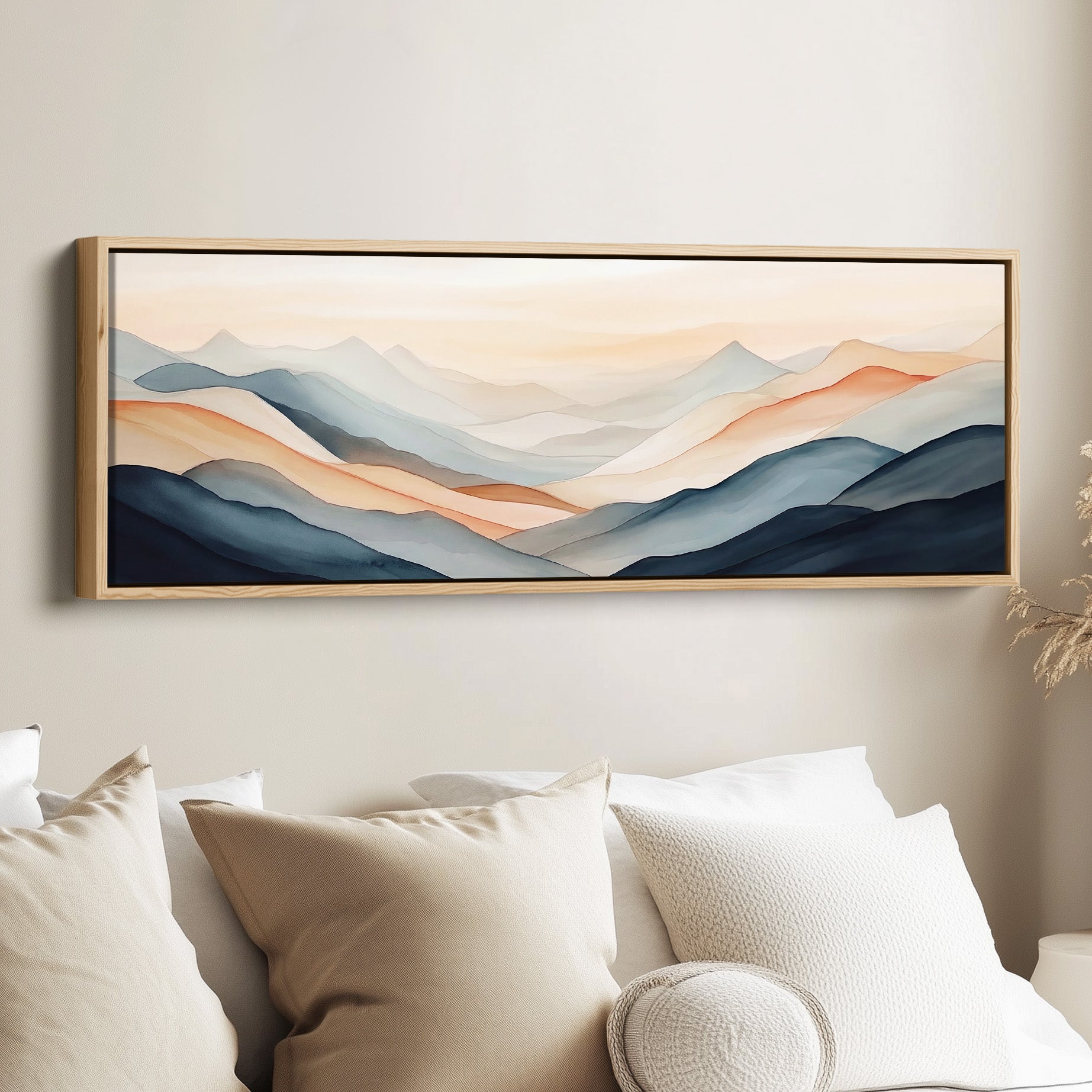 Panoramic Wall Art Layered Hills Wide Canvas For Living Room