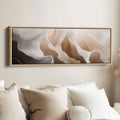 Beige & White Abstract Above Bed Long Narrow Horizontal Wall Art