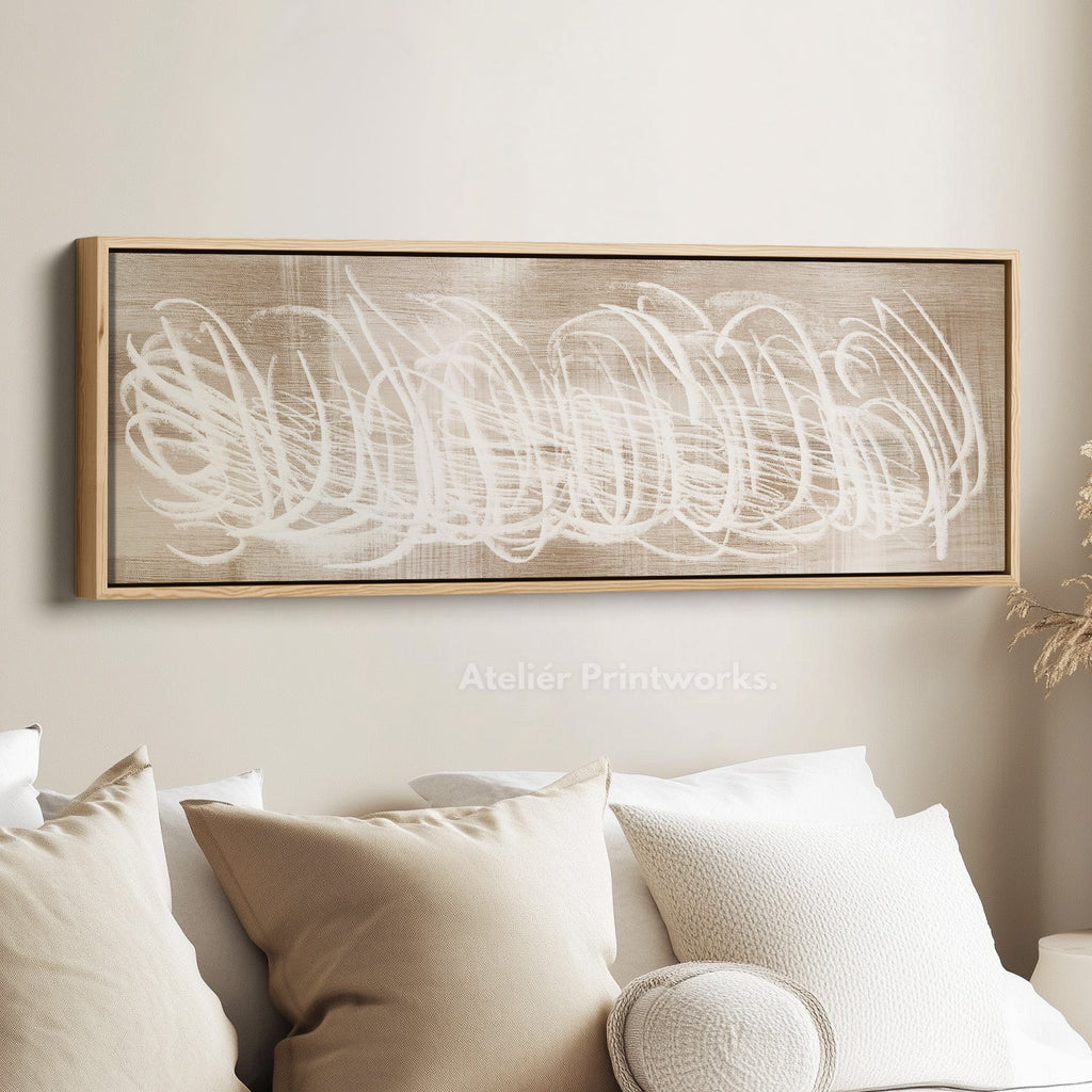 Abstract White Panoramic Large Framed Wall Decor
