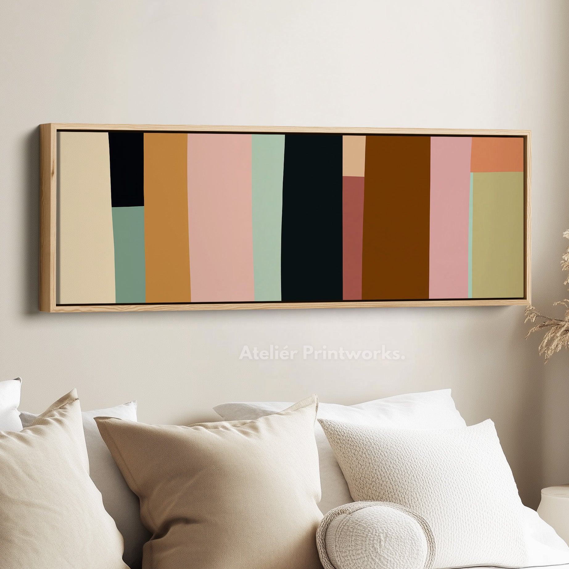 Minimalist Living Room Muted Horizontal Wall Decor Long Narrow