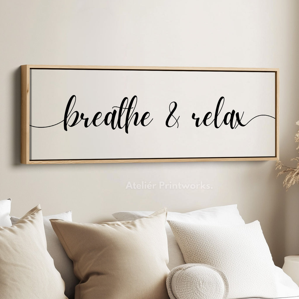Horizontal Wide Narrow Above Bed Wall Decor Typography