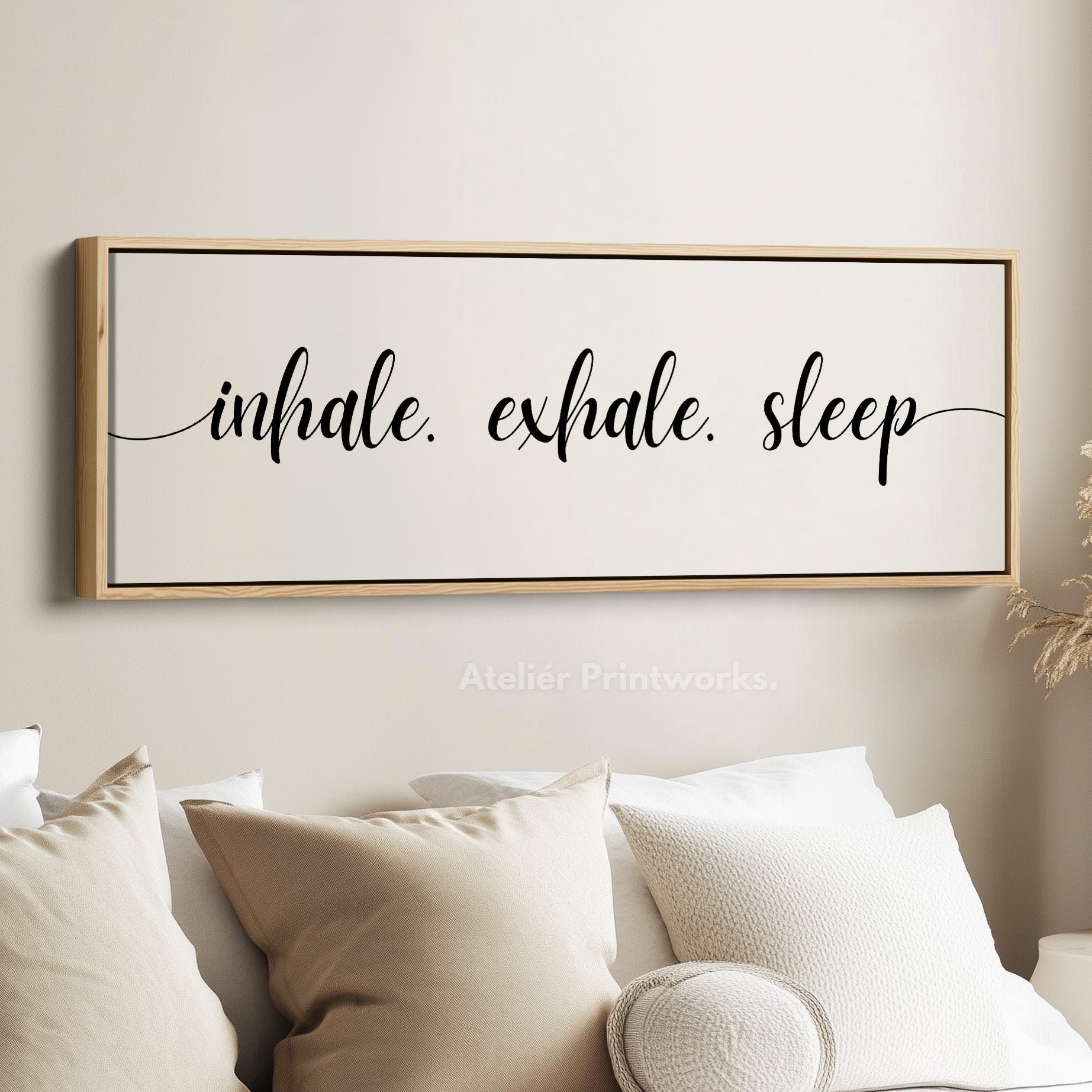 Large Above Bed Wall Decor Panoramic Art 'Inhale Exhale Sleep'