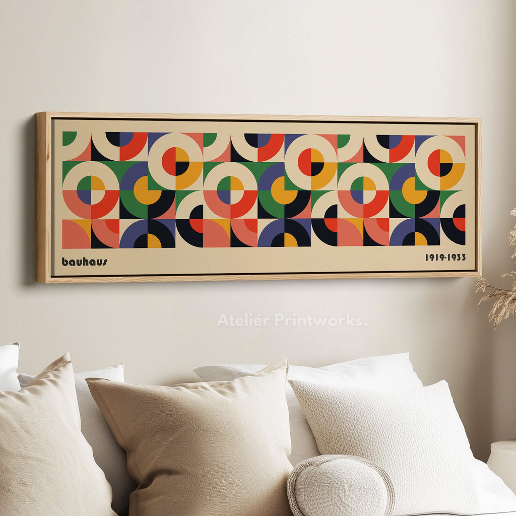 Horizontal Long Wall Art Beige Bauhaus Mid Century