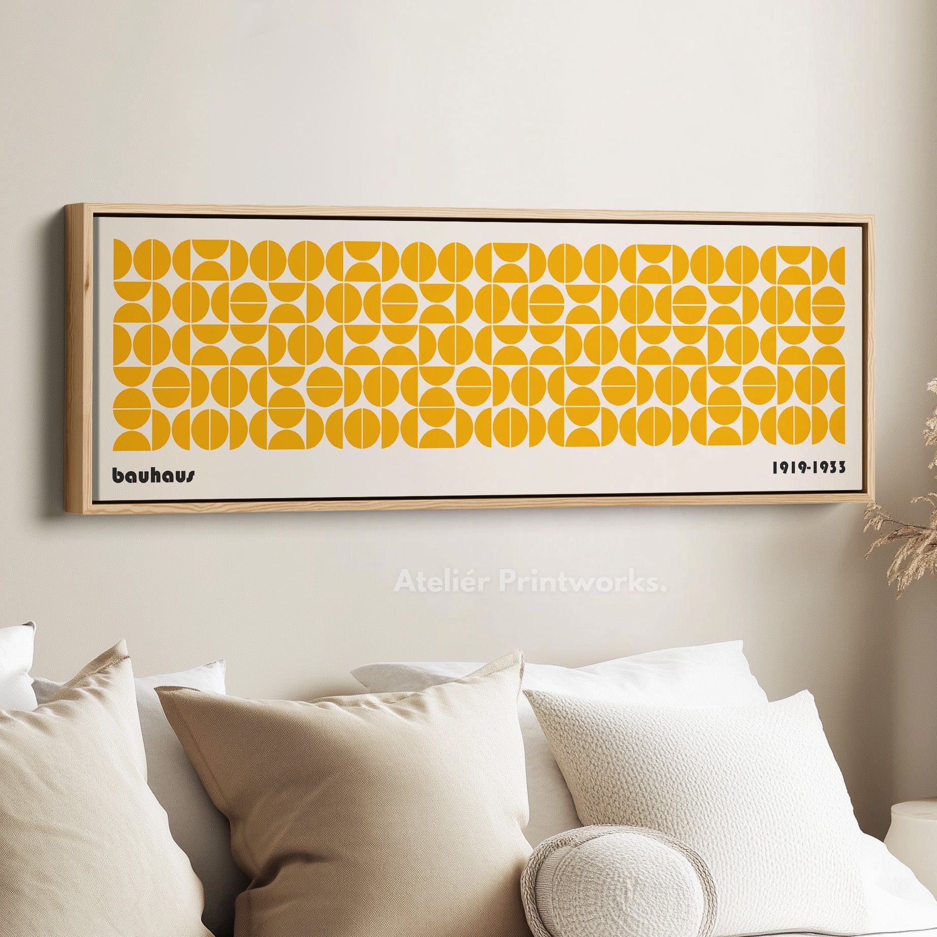 Long Narrow Above Bed Wall Art Orange Bauhaus