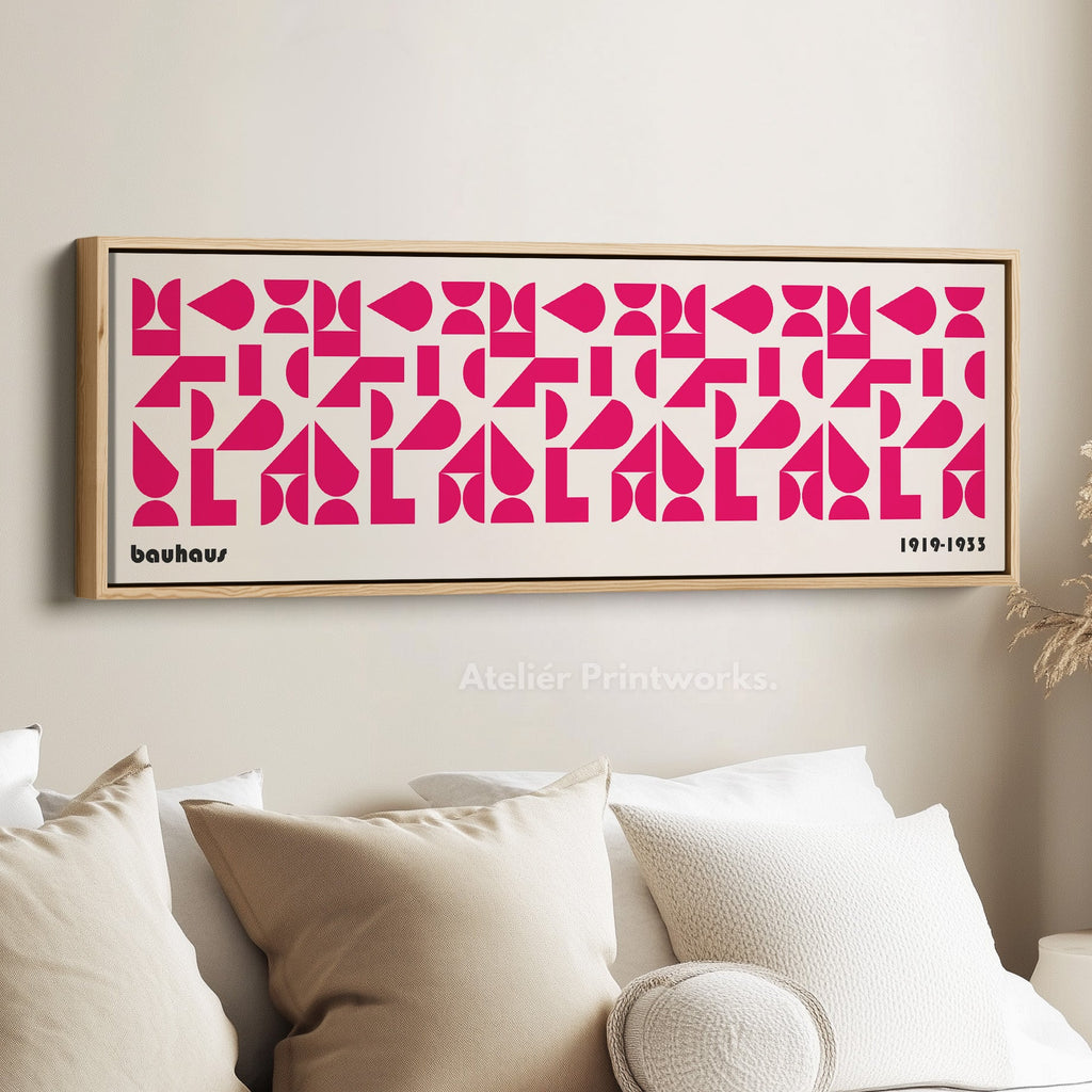 Panoramic Above Bed Wall Art Pink Bauhaus Modern