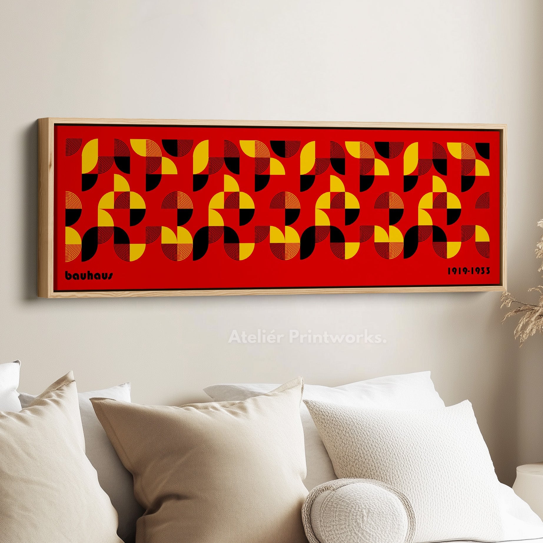Horizontal Above Bed Red Wall Art Bauhaus