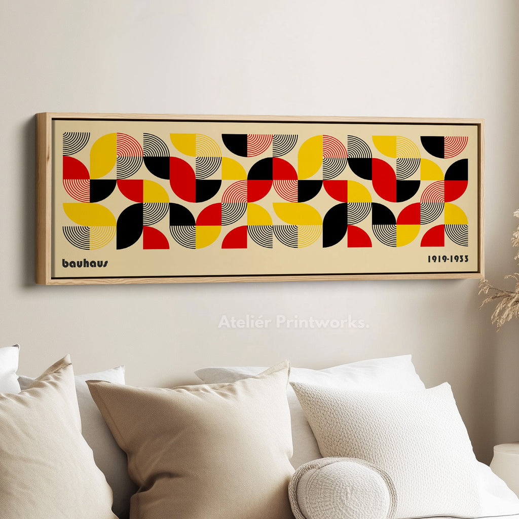 Long Horizontal Bedroom Wall Art Bauhaus Beige
