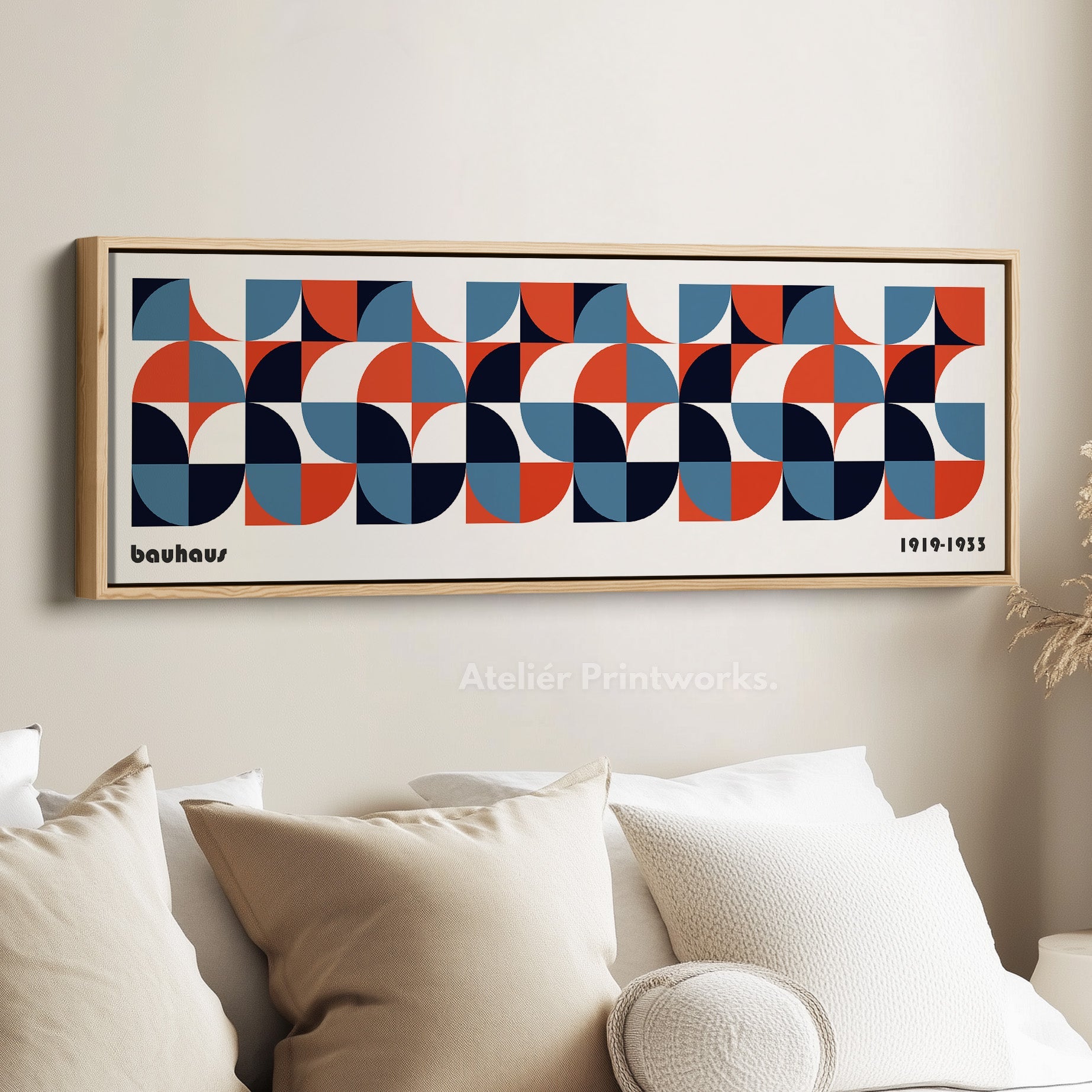 Long Framed Living Room Wall Art Modern Bauhaus