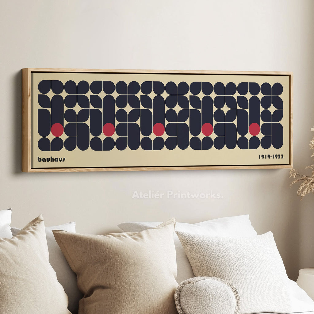 Long Framed Guest Bedroom Wall Art Modern Bauhaus