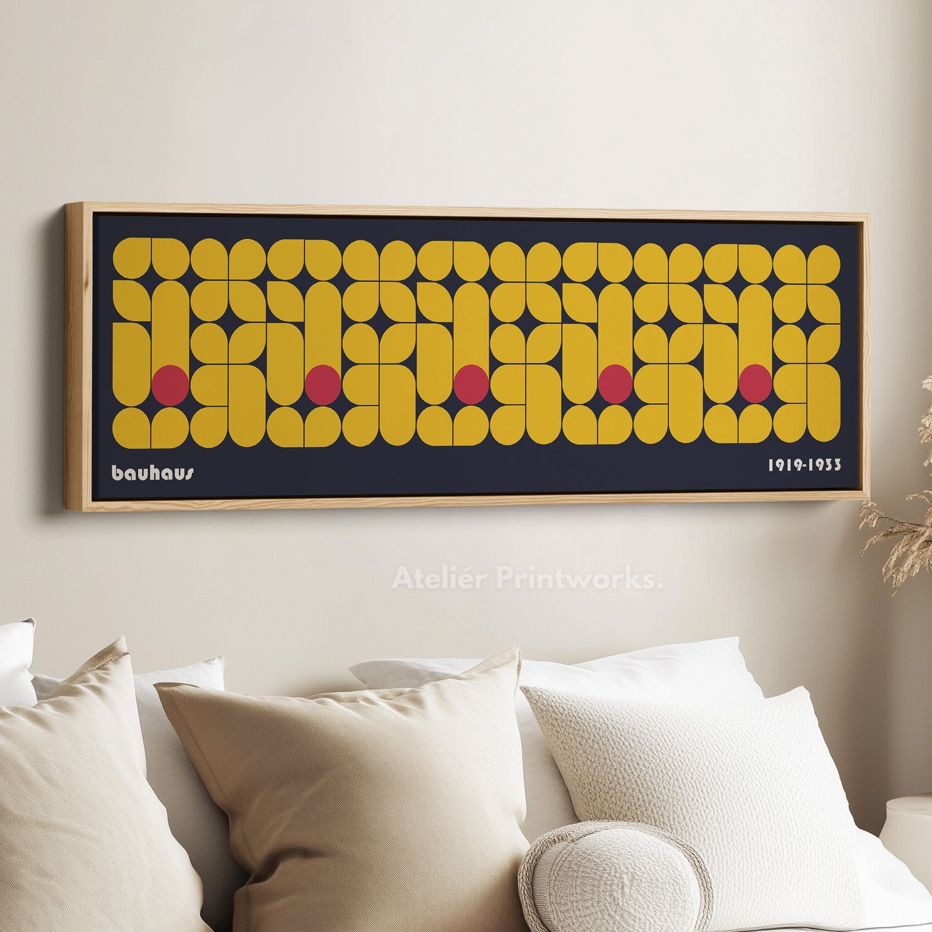 Long Framed Living Room Wall Art Modern Bauhaus