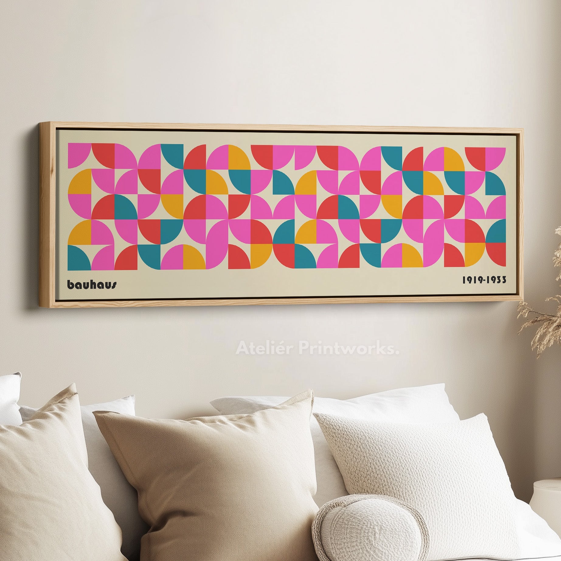 Panoramic Living Room Bauhaus Beige Wall Art