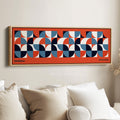 Red Bauhaus Long Narrow Panoramic Framed Canvas Wall Art