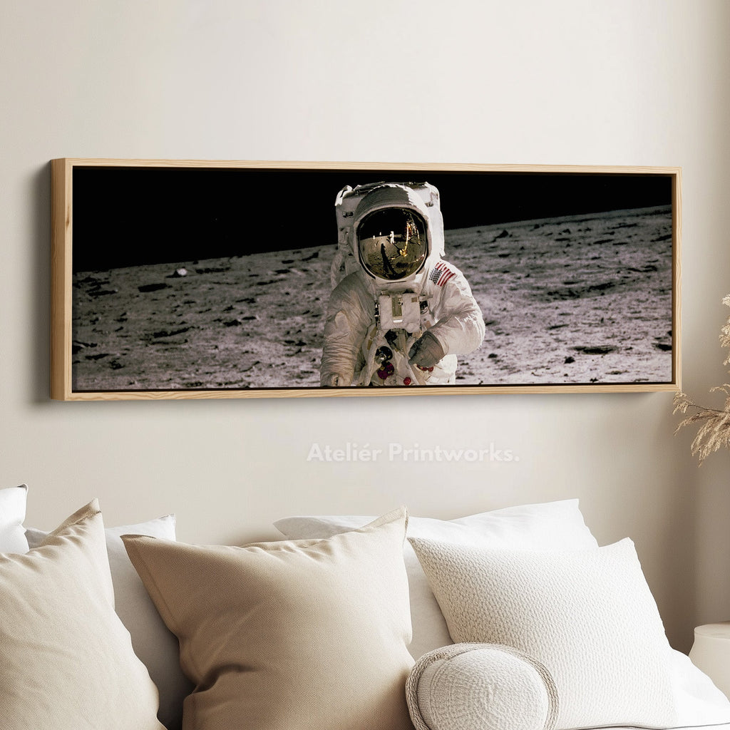 Long Horizontal Wall Art Astronaut Moon Walk NASA