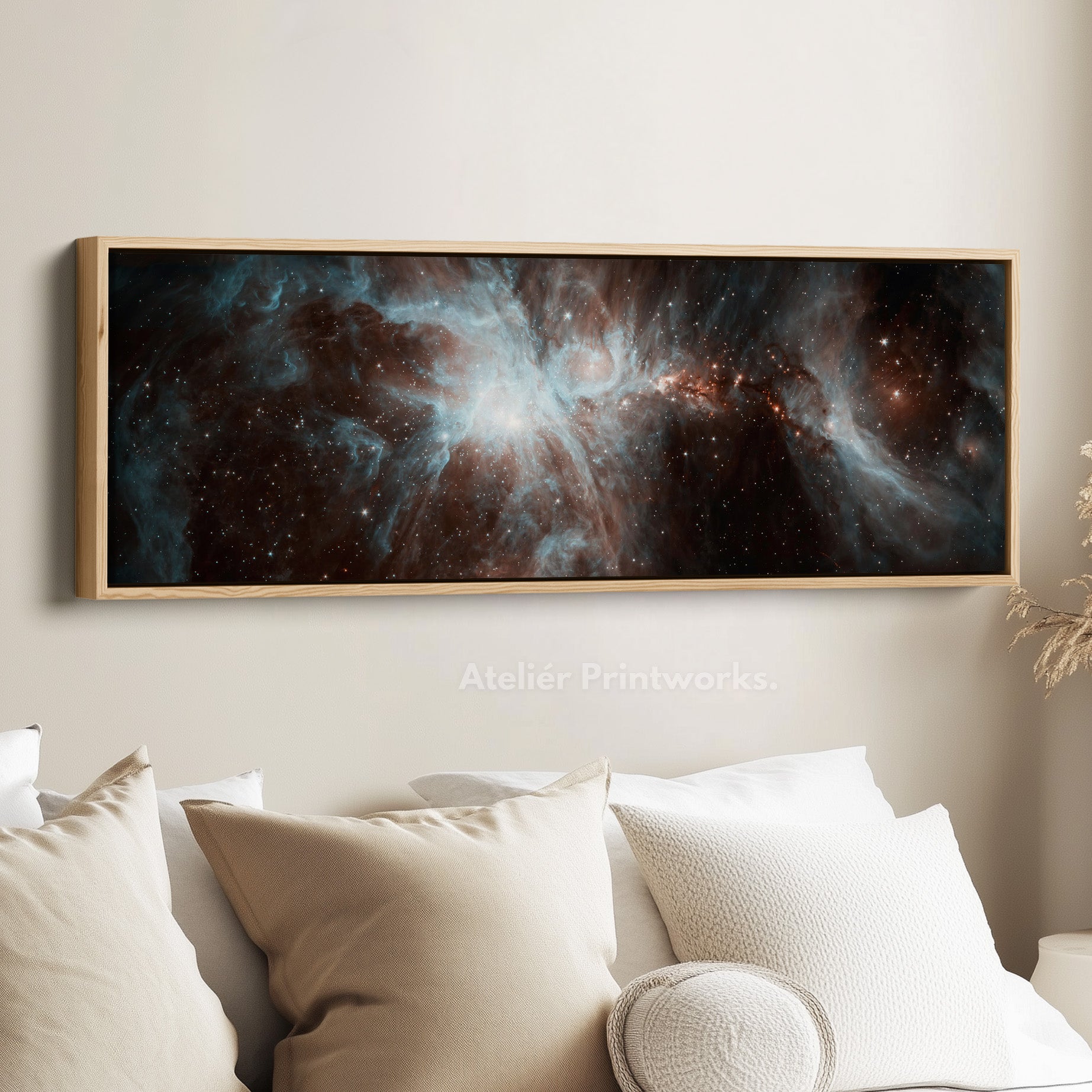 Large Framed Long Horizontal Canvas Hubble Nebula NASA Wall Art