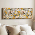 Wide Tropical Floral Parrot Canvas Art for Living Room or Hallway
