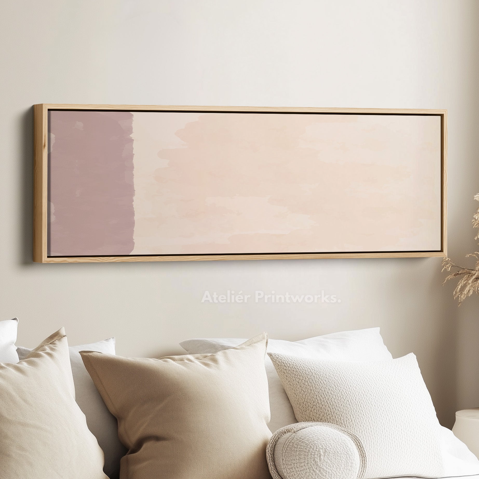 Horizontal Wall Art Neutral Beige And Grey For Living Room Or Bedroom