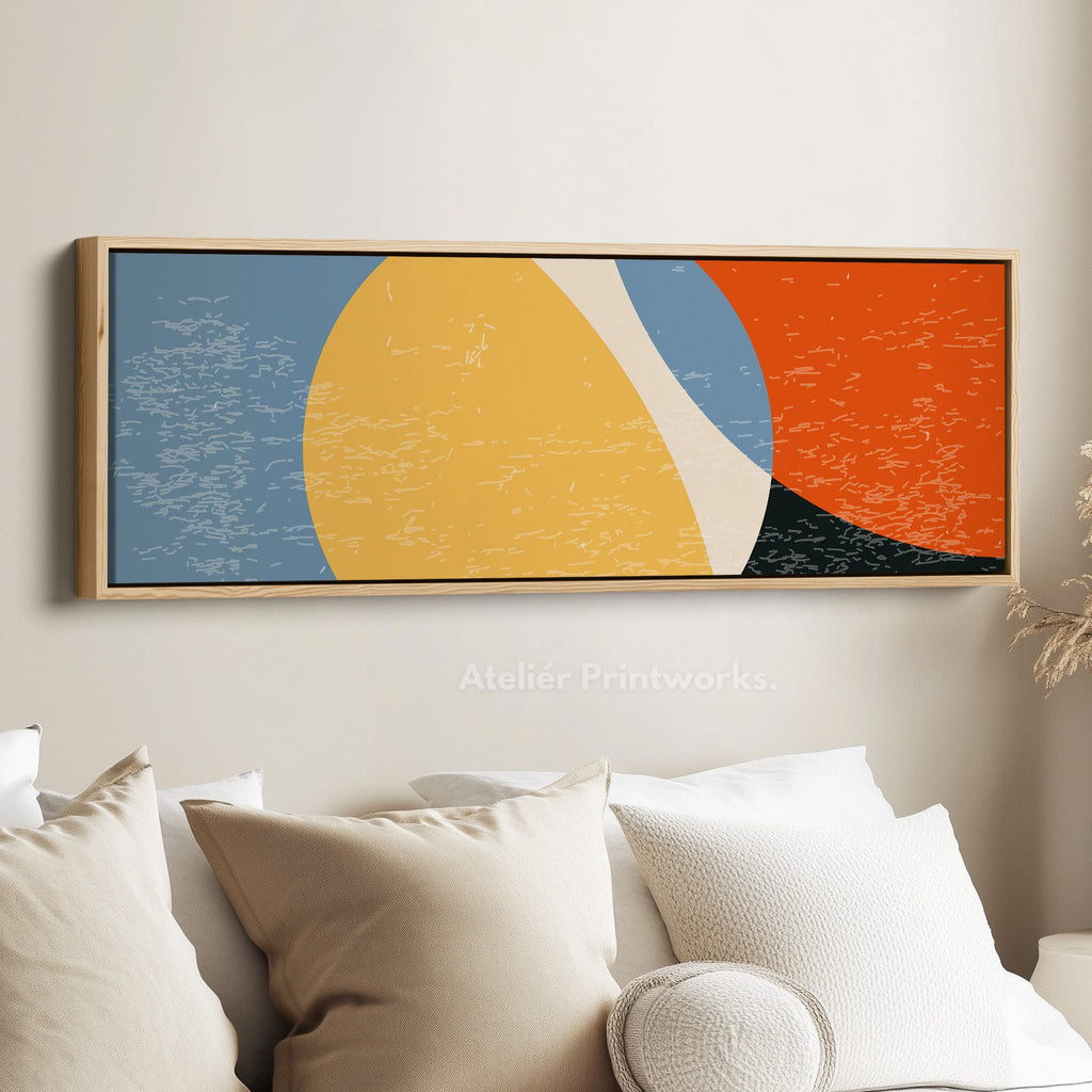 Horizontal Wall Art Yellow Orange Blue Contemporary Canvas