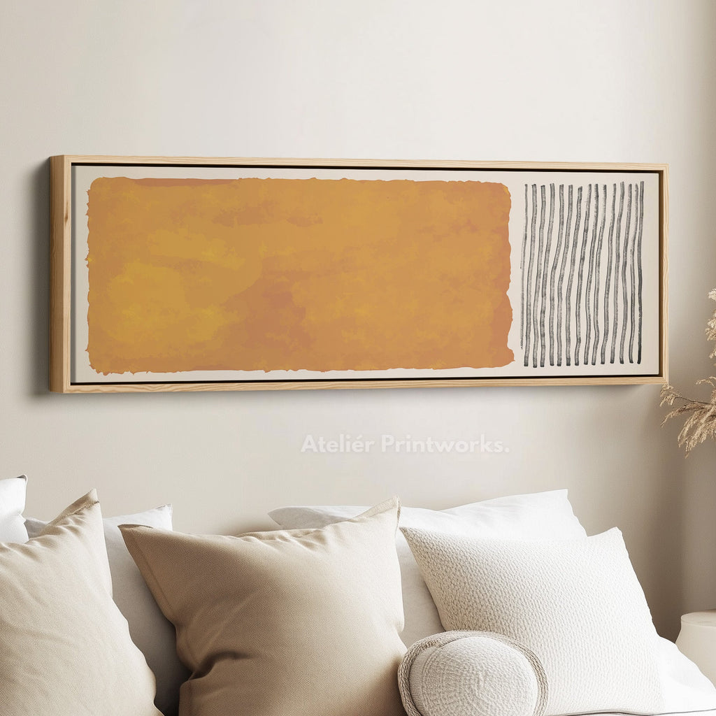 Long Canvas Modern Block Art In Earthy Brown And Grey