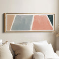 Wide Wall Art Soft Terracotta Blue Grey And Beige Modern Blocks