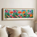 Yayoi Kusama Wide Wall Art Vibrant Flower Garden Wide Canvas For Bedroom