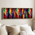 Long Framed Canvas Horizontal Geometric Colour Blocks Wide Canvas For Office