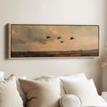 Wide Wall Art Flying Ducks Over Marsh Long Canvas For Hallway