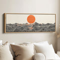 Horizontal Wall Art Stylised Ocean Waves Long Canvas For Bedroom