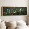 Long Framed Canvas Dark Meadow Daisies Long Canvas For Bedroom