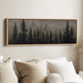 Horizontal Wall Art Misty Pine Forest Long Canvas For Office