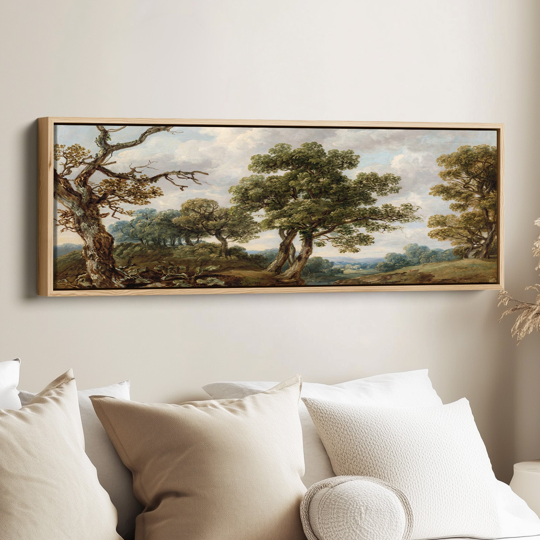 Panoramic Wall Art Classical Countryside Trees Long Canvas For Living Room