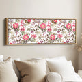Wide Wall Art Vintage Botanical Floral Pattern Long Canvas For Living Room