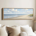 Horizontal Wall Art Calm Beach With Seagulls Panoramic Canvas Print Bedroom