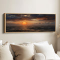 Large Wall Art Sunset Over Ocean Waves Extra Wide Canvas Living Room