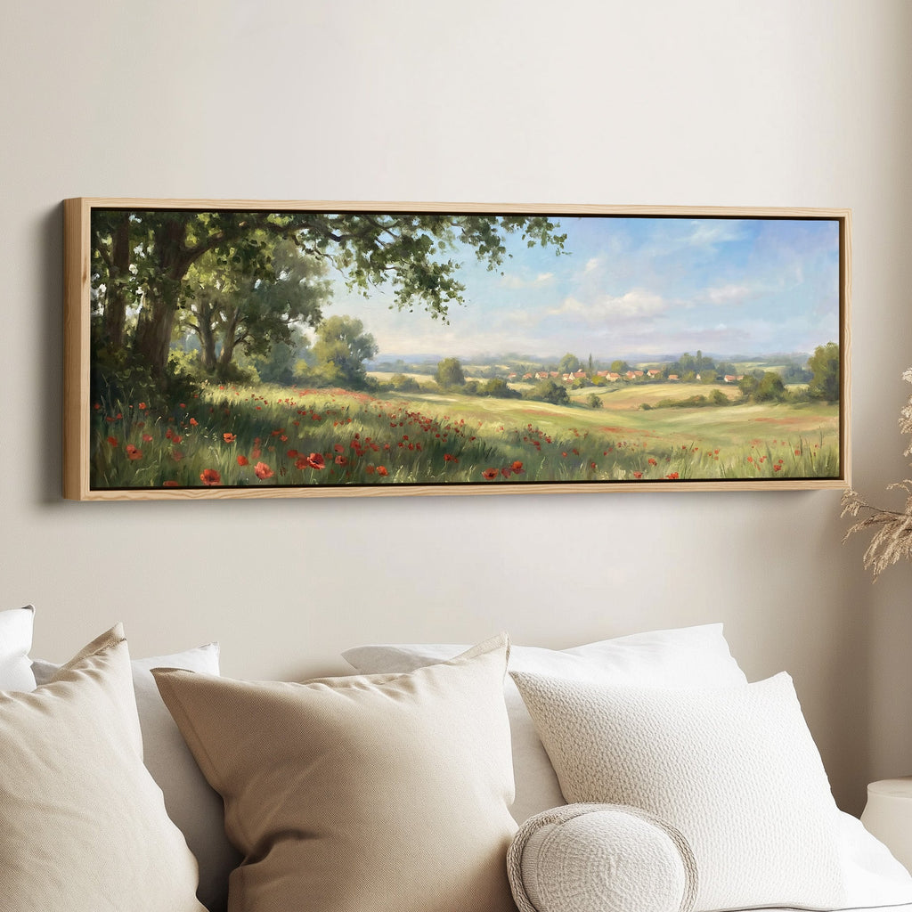 Countryside With Red Poppies Bedroom Wall Art Horizontal Canvas Print Living Room