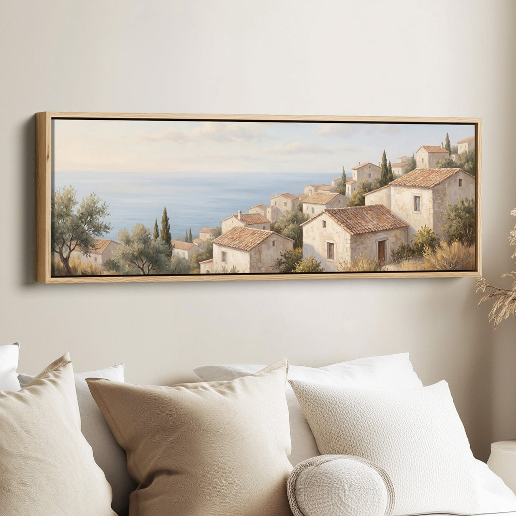 Coastal Hillside Village Horizontal Wall Art Oversized Wall Decor Office