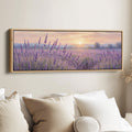 Lavender Field At Sunset Horizontal Wall Art Panoramic Canvas Print Bedroom