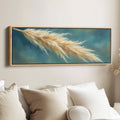 Pampas Grass On Blue Background Large Wall Art Panoramic Canvas Print Hallway
