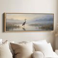 Heron In Misty Marsh Panoramic Wall Art Statement Wall Decor Office