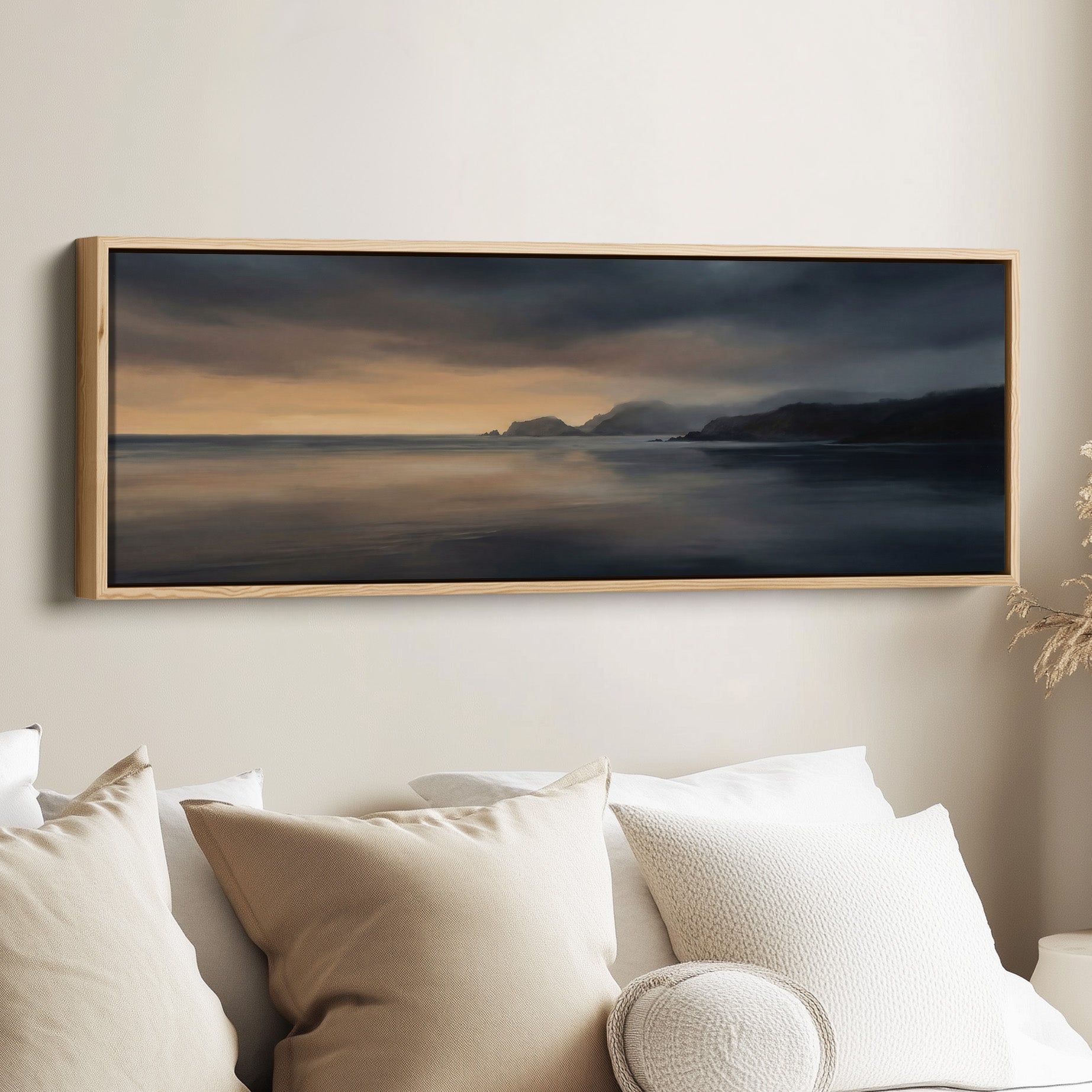 Coastal Mountains At Sunset Long Wall Art Panoramic Canvas Living Room