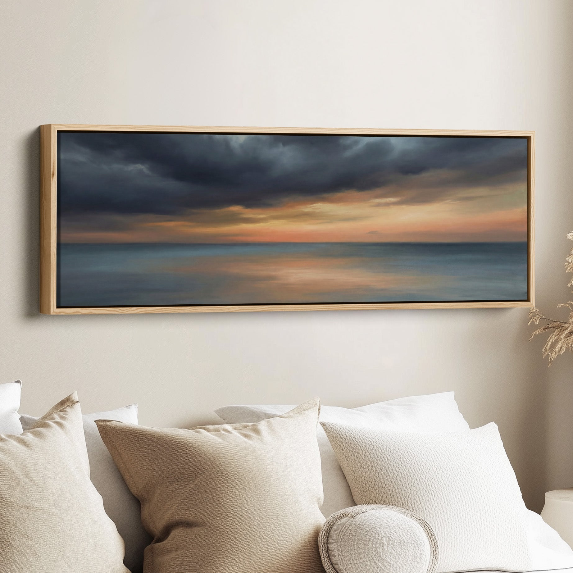Evening Sea And Clouds Bedroom Wall Art Horizontal Print Living Room